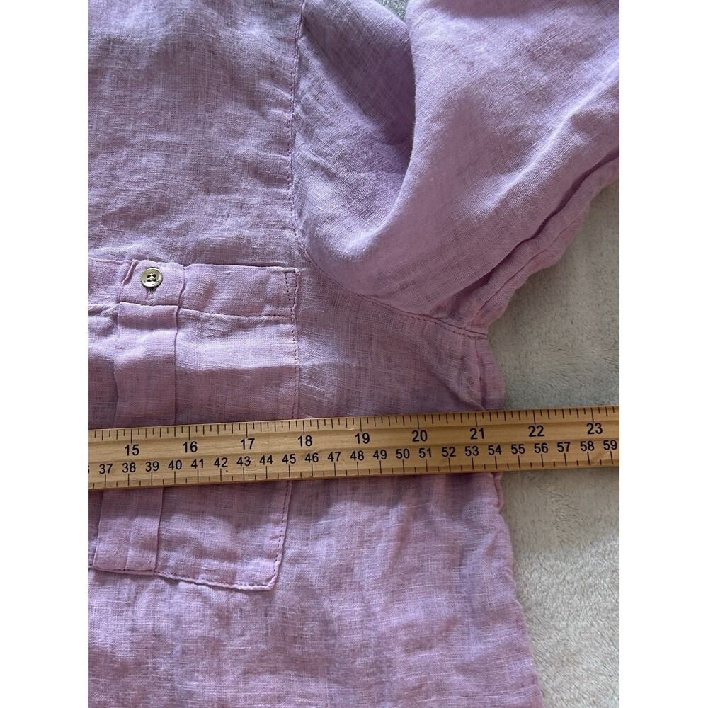 J. Jill Love Linen Shirt M Pink 100% Linen Button Front Tunic Casual Lightweight - Picture 10 of 14